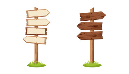 Two rustic wooden signposts with blank pointers signpost direction wayfinding © FatemaStock
