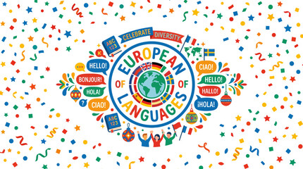 European Day of Languages celebration with multi-language speech bubbles. © Ferly