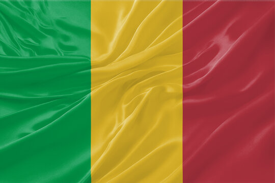 Mali Flag Waving Textures Silk Background