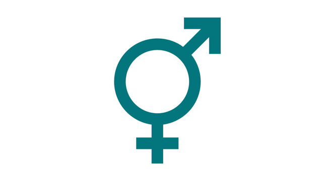 Teal transgender gender symbol on white background.