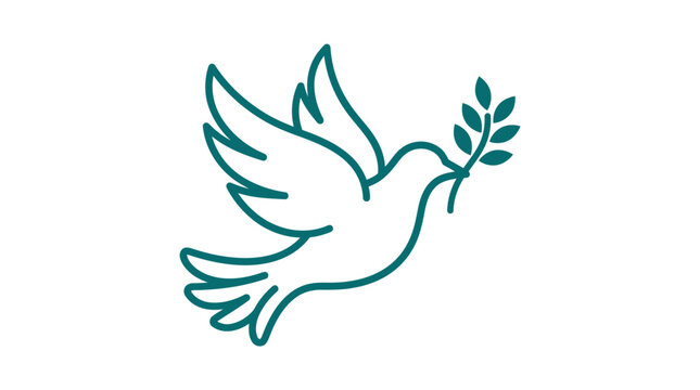 White dove carrying an olive branch for peace.