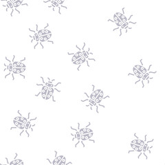 Obraz premium ladybug insect glyph vector seamless pattern. ladybug insect signthin illustration