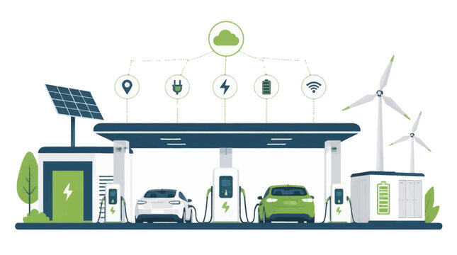 Sustainable electric vehicle charging station integrating solar and wind power with smart grid technology for eco-friendly mobility