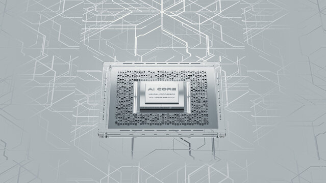 High-tech processor design in AI environment with circuit background