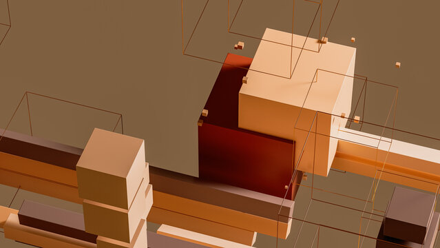 Background of cubes and lines form an abstract data structure