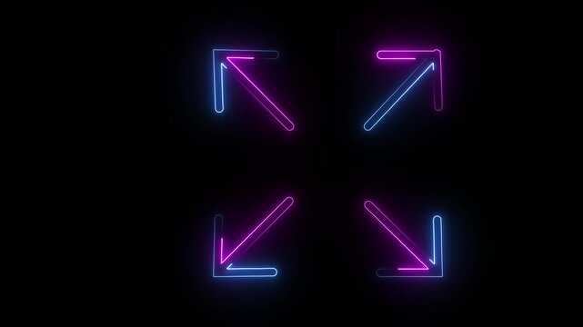 glowing neon fullscreen icon animation black background. 4K Video motion graphic animation.
