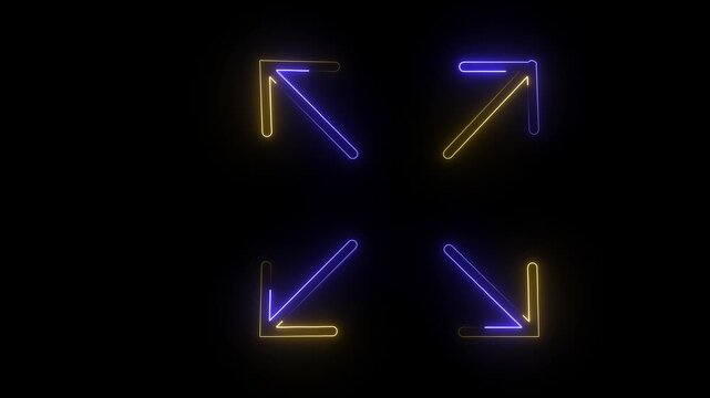glowing neon fullscreen icon animation black background. 4K Video motion graphic animation.