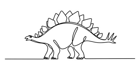 Stegosaurus dinosaur one line drawing © Prem_Bala_2026