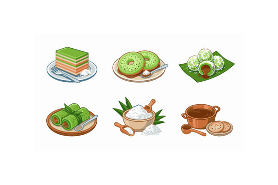 Indonesian Traditional Snacks Pixel Art Collection Jajanan Pasar Illustration