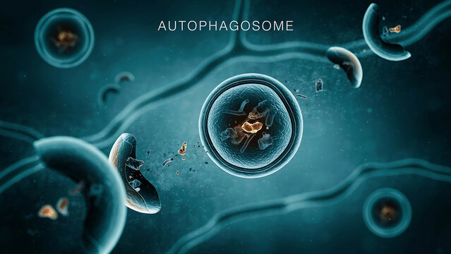Autophagosomes are double membrane vesicles that engulf cellular components for degradation and recycling in cellular biology processes  autophagy