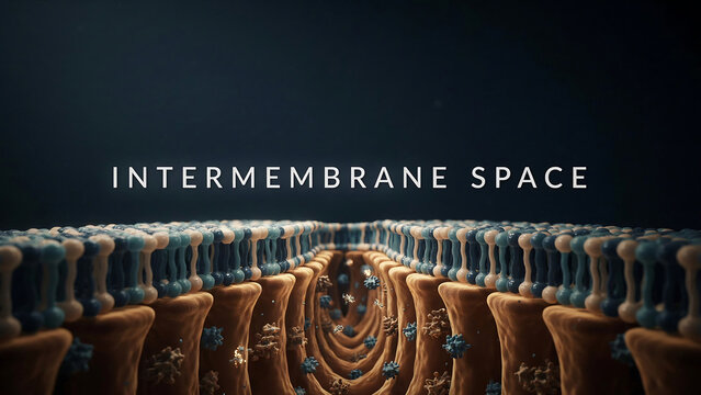 Cell membrane structure with proteins and receptors in intermembrane space of a cell  biology and medical concept