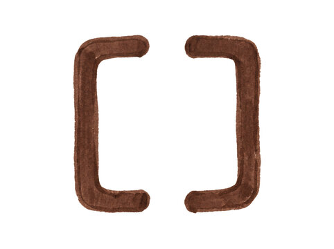 Hand Drawn Brown Square Brackets with Marker Texture on Black Background for Punctuation and Graphic Design Layout