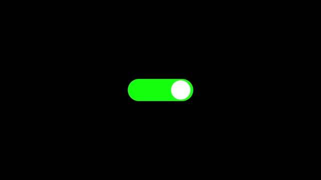 Modern Toggle Switch Slider Animation with Green and Red Indicators. On and Off UI Control Icon Motion Graphic on Black Background..