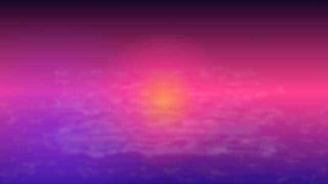 Synthwave retro sunset glowing over purple neon water