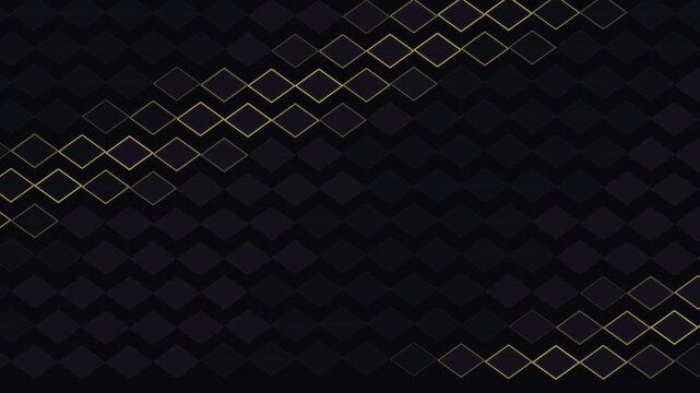 Golden geometric diamond pattern moving on a dark luxury background