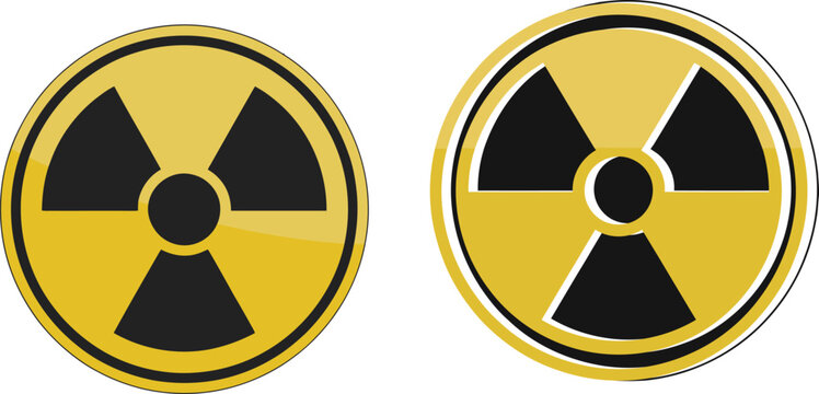 Yellow and black circular radioactive hazard warning signs set with trefoil radiation toxic hazard symbolsYellow and black circular radioactive hazard warning signs set with trefoil radiation toxic ha