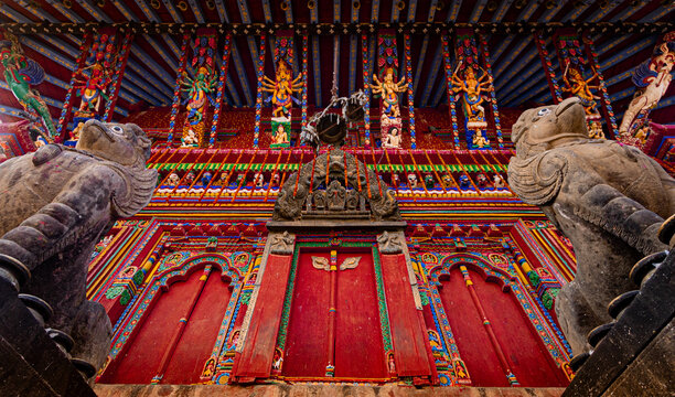 Wooden Carvings and Sacred Sculptures at Ancient Changu Narayan Temple, Nepal
