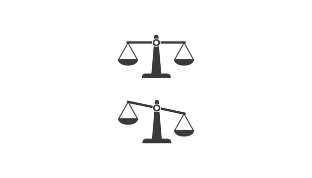 Scales of justice icons in balance and imbalance