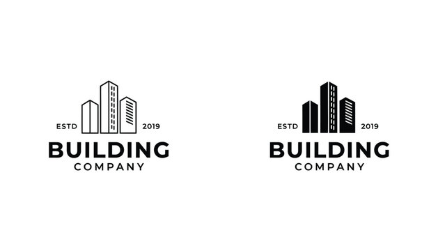 Building company logo with city skyline