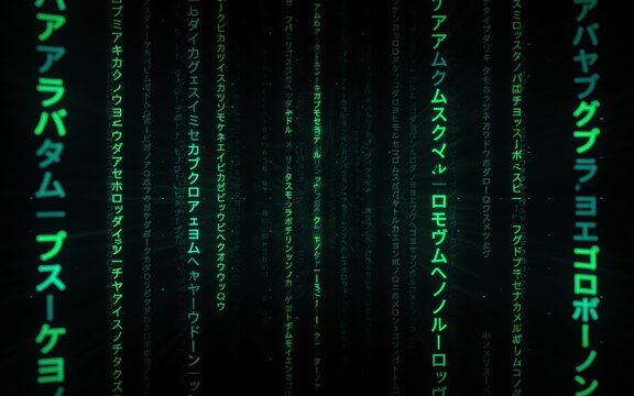 Abstract futuristic green digital code rain matrix style falling text cyberspace design background.