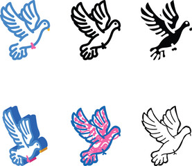 Naklejka premium flying dove color icon vector. flying dove sign. isolated symbol multipack illustration
