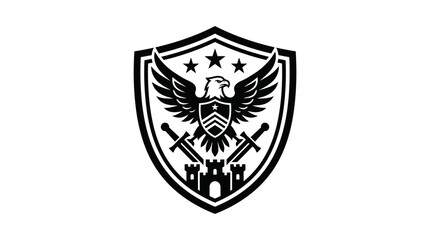 Obraz premium Shield with eagle and castle logo.