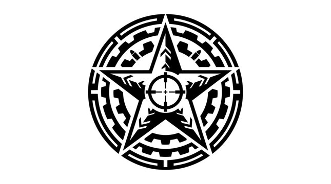Black pentagram symbol on white background.