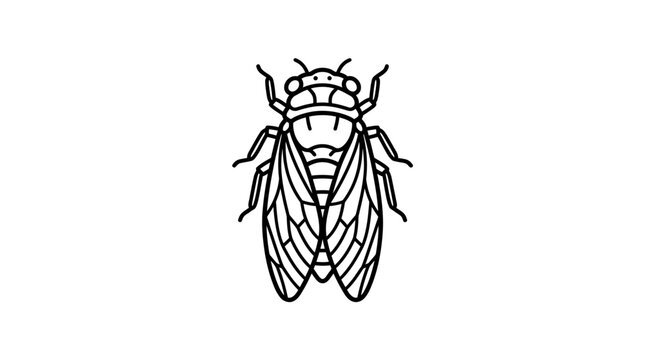 Detailed drawing of a cicada insect.