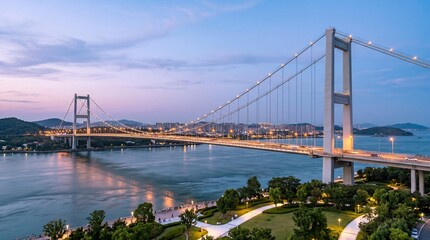 Fototapeta premium Large suspension bridge over the bosphorus strait in istanbul