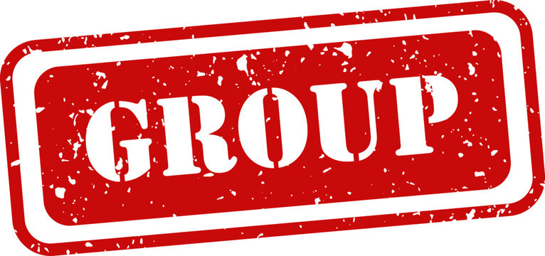 Red rubber stamp with the word 'group' isolated on white background business concept