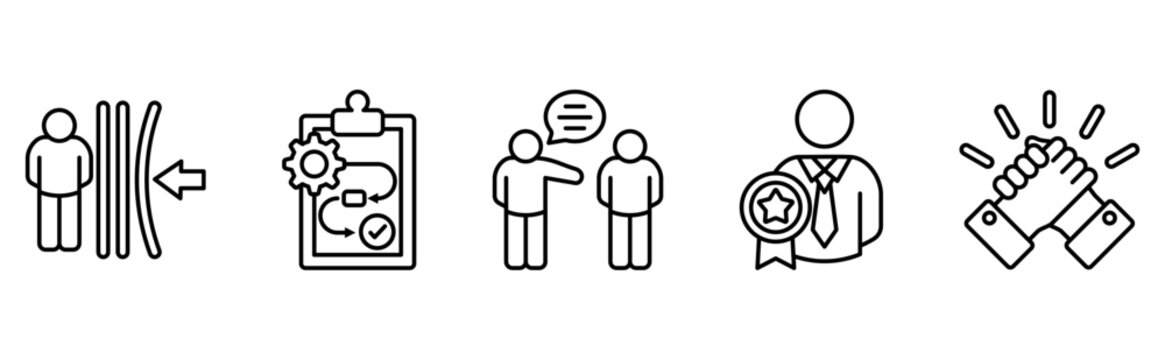 Business mitigation and workflow optimization icon set 