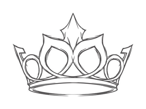Sketchy dark grey crown symbol with pointed and ornate royalty regal monarchy
