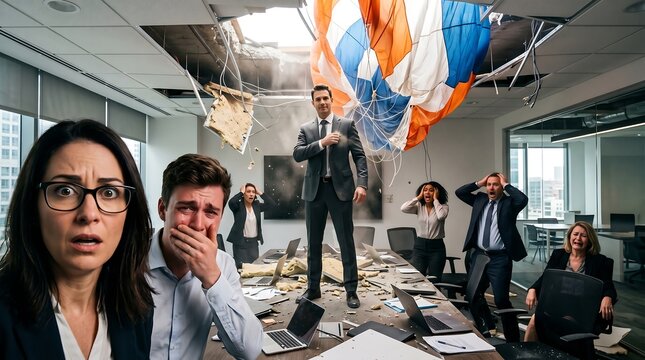 A comical office episode involving a parachutist promoted to a higher-up position. Everyone who expected the promotion is upset in their own way.