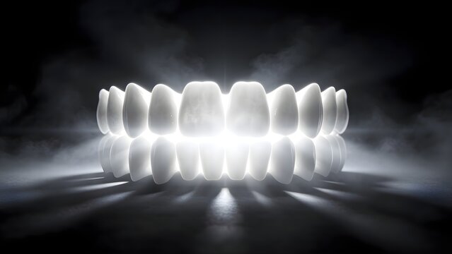 Glowing White Teeth Whitening Dental Care Concept
