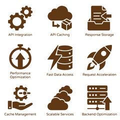 It performance optimization and web infrastructure icons with performance © shahin