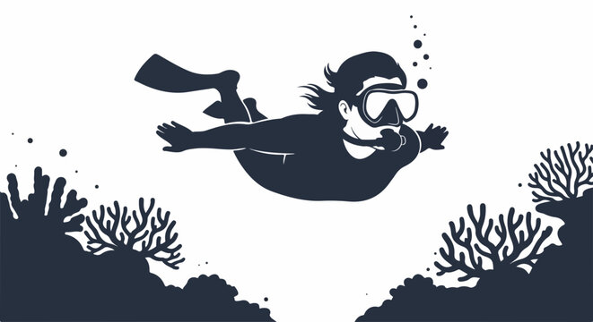 scuba diver swimming near coral reef