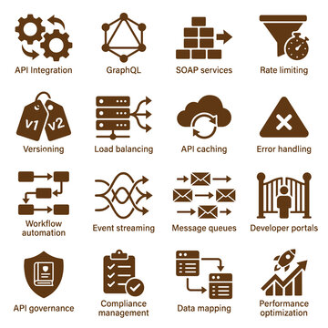 Comprehensive development icons for api management and workflow automation