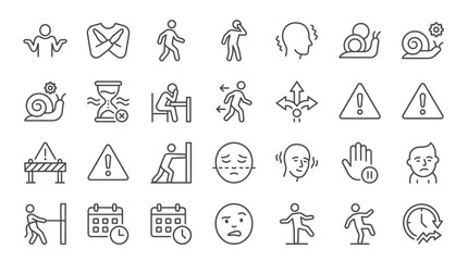 Fototapeta premium Set of line art icons depicting various concepts and situations