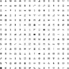 Fototapeta premium Diverse collection of outline icons illustrating everyday objects, activities, and concepts, suitable for minimalist ui design, web interfaces, and various digital applications