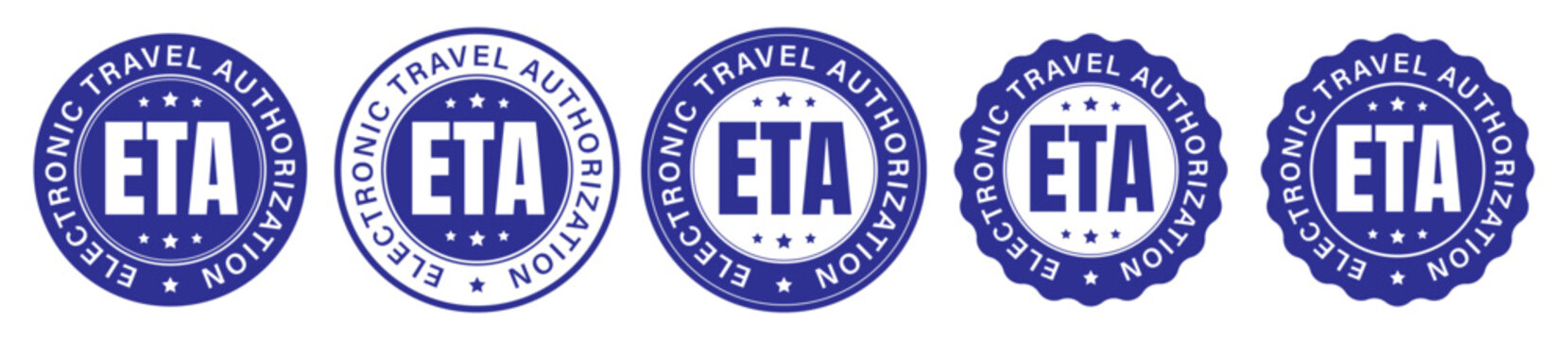 ETA Electronic Travel Authorization Badge Collection with Official Blue Seal Vector Design