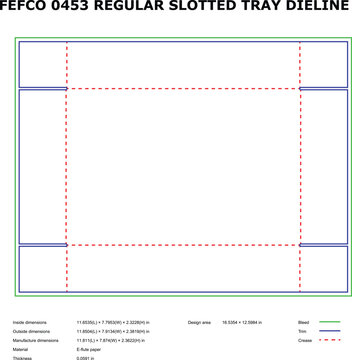 Technical Blueprint of Fefco 0453 Regular Slotted Cardboard Tray Dimensions packaging design sustainable packaging ecommerce fulfillment shipping solutions cardboard manufacturing logistics planning b