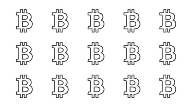 Bitcoin symbol repeating pattern on white background for financial concepts