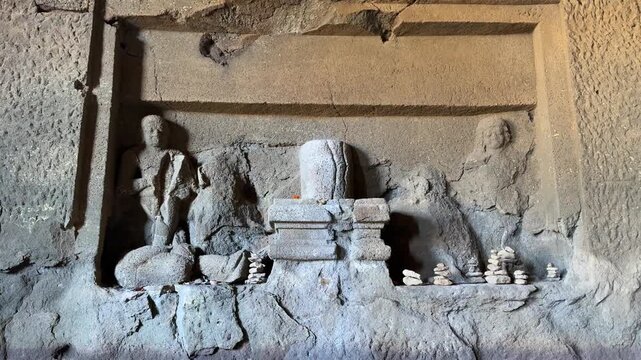 Ancient stone wall sculptures at Harishchandragad, Maharashtra's heritage gem