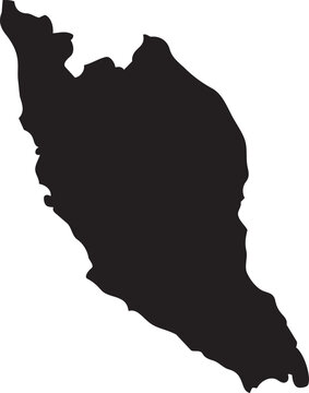 Black silhouette map of Peninsular Malaysia a simple vector graphic for travel and geography concepts isolated on a white background