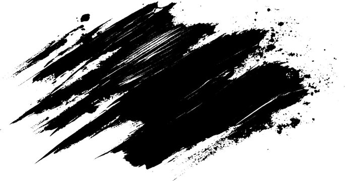 Abstract black ink splatter grunge texture background design. 
