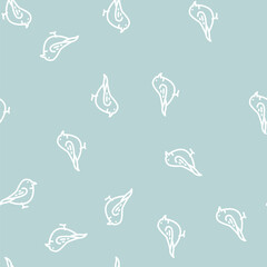 Naklejka premium wren bird line seamless pattern wren bird thin line illustration