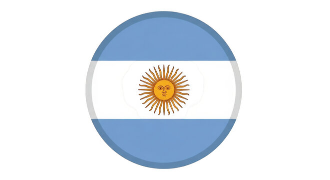 Circular flag of argentina button, isolated on transparent background