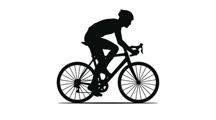 Fototapeta premium Silhouette of a cyclist riding a road bicycle.