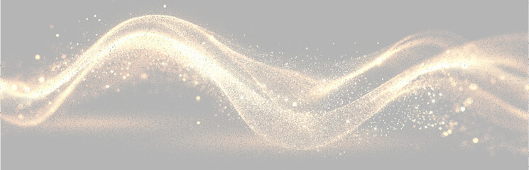 Transparent png gold dust line with glowing light particles overlay. Elegant golden swirl and twirl effect with bright shiny smooth ribbon decoration and magic sparkling soft energy trail design wave © Yana
