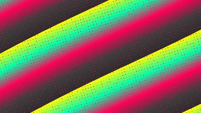 Diagonal gradient stripes with neon pink yellow and cyan colors on dark background